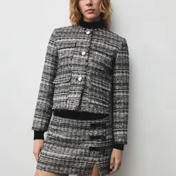 MANGO Women Tweed Jacket with Metal Buttons-picture-5