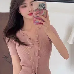KPOP Women V-Neck Short Sleeves Top-image-51