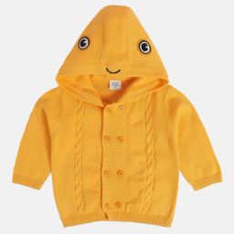 MINIKLUB Boys Yellow Self Design Full Sleeves Sweater-10