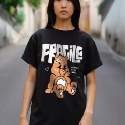 Bewakoof Women's Black Fragile Graphic Printed Boyfriend T-Shirt-picture-7