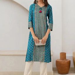 Ishin Teal Printed Kurta-image-72