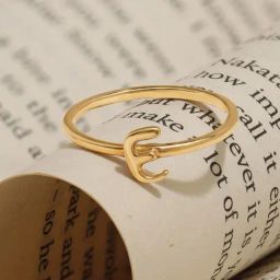 Mia by Tanishq Letter E 14k Yellow Gold Initial Ring-image-38