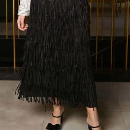 Odette Black Plain A-Line Skirt-picture-14