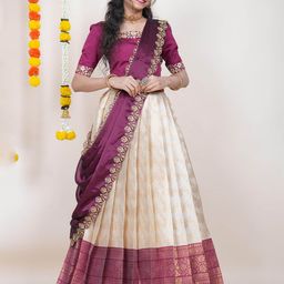 Fabcartz Woven Design Semi-Stitched Lehenga & Unstitched Blouse With Dupatta-12