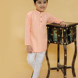 MoMaa Boys Regular Chikankari Pure Cotton Kurta with Dhoti Pants-41