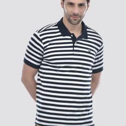 NUMERO UNO Navy Regular Fit Striped T-Shirt-image-15