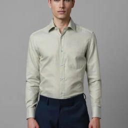 Men Green Classic Fit Textured Full Sleeves Formal Shirt-picture-16