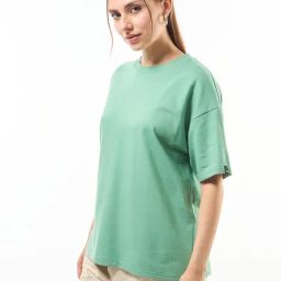 Bewakoof Green Oversized Solid T-Shirt-23