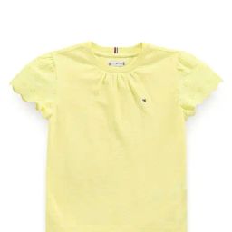 Tommy Hilfiger Girls Yellow Solid Regular Fit T-Shirt-27