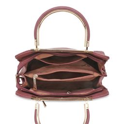 WOMEN MARKS Mauve Self Design Structured Handheld Bag image 5