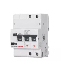Anchor UNO 63 A 30 mA SPN Residual Current Circuit Breaker with Over Current (RCBO) White, 98172-2