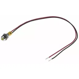 RS PRO Yellow Panel Mount Indicator 24V DC, Mounting Hole Size 6 mm, Termination Type Lead Wires, IP Rating IP67, Model No 7227805-12