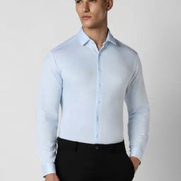 Van Heusen Blue Slim Fit Texture Shirt-image-106