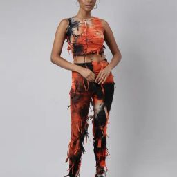 SHOWOFF Orange Printed Co-Ord Set-picture-45