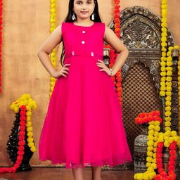 BAESD Girls Tie-Ups Detail Net Fit & Flare Midi Dress-picture-50