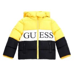 Guess Kids Yellow & Black Logo Regular Fit Puffer Jacket-image-52