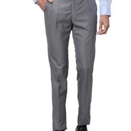 Raymond Grey Slim Fit Flat Front Trousers-image-27