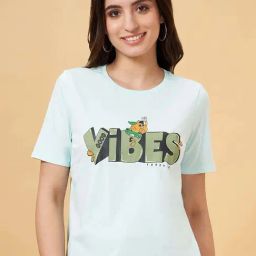 People by Pantaloons Blue Cotton Printed T-Shirt-image-69