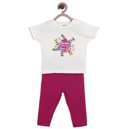 MINIKLUB Girls White & Pink Graphic Print Full Sleeves Top with Pants-picture-17