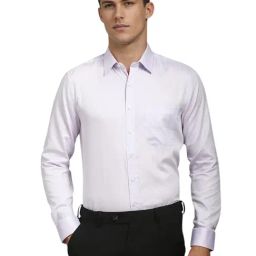 Louis Philippe Purple Cotton Slim Fit Self Pattern Shirt-image-14