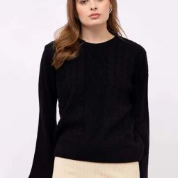 Styli Black Regular Fit Self Pattern Sweater-7