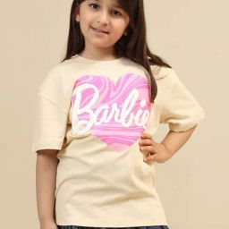 Kidsville Barbie Printed Oversized Tshirt For Girls-image-104
