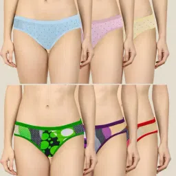 AROUSY Pink & Green Printed Bikini Panties - Pack Of 6-image-58