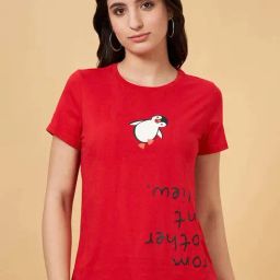 People by Pantaloons Red Cotton Printed T-Shirt-image-86