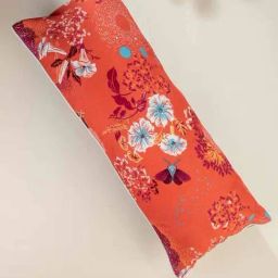 Freedom Tree Moonflower Cotton Dusky Red Cushion Cover - 14 x 36 IN-35