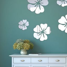 upkaranwale 5-Pcs Silver Self-Adhesive Flower Wall Sticker-image-20