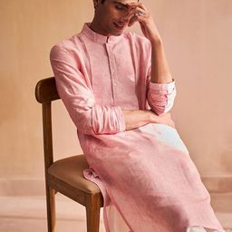SAUNDH Men Yoke Design Raw Silk Kurta-image-32