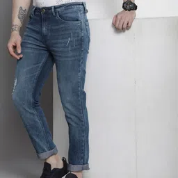 The Indian Garage Co Men Blue Slim Fit Stretchable Jeans-picture-23