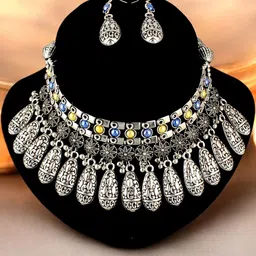 LUCKY JEWELLERY Oxidised Beaded Jewellery Set-picture-22