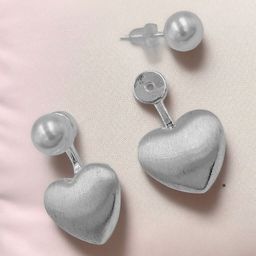DressBerry Silver-Plated Heart Shaped Drop Earrings-4