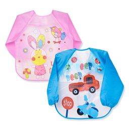 The Little Lookers Full Sleeves Washable PVC Waterproof Bibs Pack Of 2 - Pink Blue-image-75
