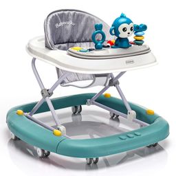 Babyhug Rejoice Musical Baby Walker Cum Rocker Function With Adjustable Height - Green White (Toys color may vary)-23