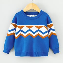 Kookie Kids Full Sleeves Pullovers Chevron Design - Blue-image-13