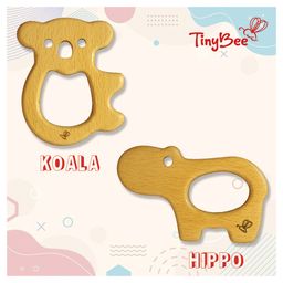 TinyBee Koala & Hippo Wooden Teether Pack of 2 - Brown-21