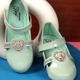 Tiny Bugs Stones Embellished Party Wear Bellies - Green-image-56