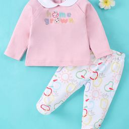 Toffyhouse Full Sleeves Top & Legging Set With Text Embroidery - Light Pink-picture-25