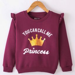 Bodycare Fleece cotton Knit Full Sleeves Sweatshirt with Text Print - Purple-image-61