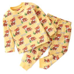 Babyhug Single Jersey Full Sleeves Night Suit Tiger Print - Yellow-image-75