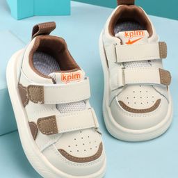KIDLINGSS Colour Blocked Double Velcro Closure Sneakers - White & Brown-image-25