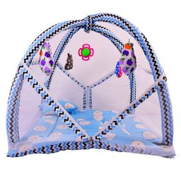 Babytoons Baby Bedding Set Play Gym with Mosquito Net Sleeping Bed with Hanging Toys & Neck Pillow for Baby Boy's & Girl's (Blue, 0-12 Months)-picture-14