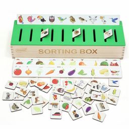 Aditi Toys Wooden Sorting Box Montessori Toys for Kids Animals, Fruits, Birds, Vehicles, Vegetables Matching Box Preschool Learning Activities for-20