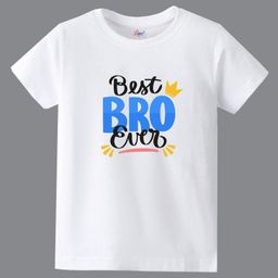 KAVEE Pure Cotton Rakhi Theme Half Sleeves Best Bro Ever Text Printed Tee - White-picture-24