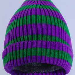 Pine Kids Winter Cap with Cable Knit Design - Purple & Green-image-83
