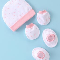 Ben Benny Interlock Knit Bunny Printed Cap Mittens & Booties Pink - Diameter 9.5 cm-image-26