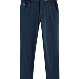 CAVIO Lycra Blend Solid Trousers With Belt - Blue-image-41