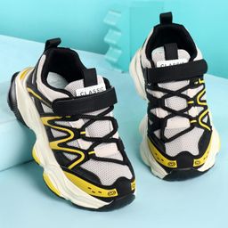 KIDLINGSS Mesh Detailed & Abstract Designed WIth Velcro Closure Sneakers - Black-image-72